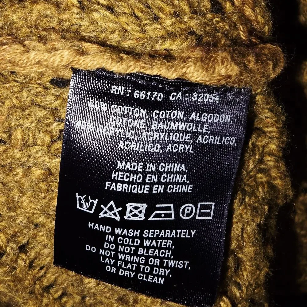ANGEL OF THE NORTH Sz L Anthropologie Mustard Knit Roubded Hem Poncho Sweater